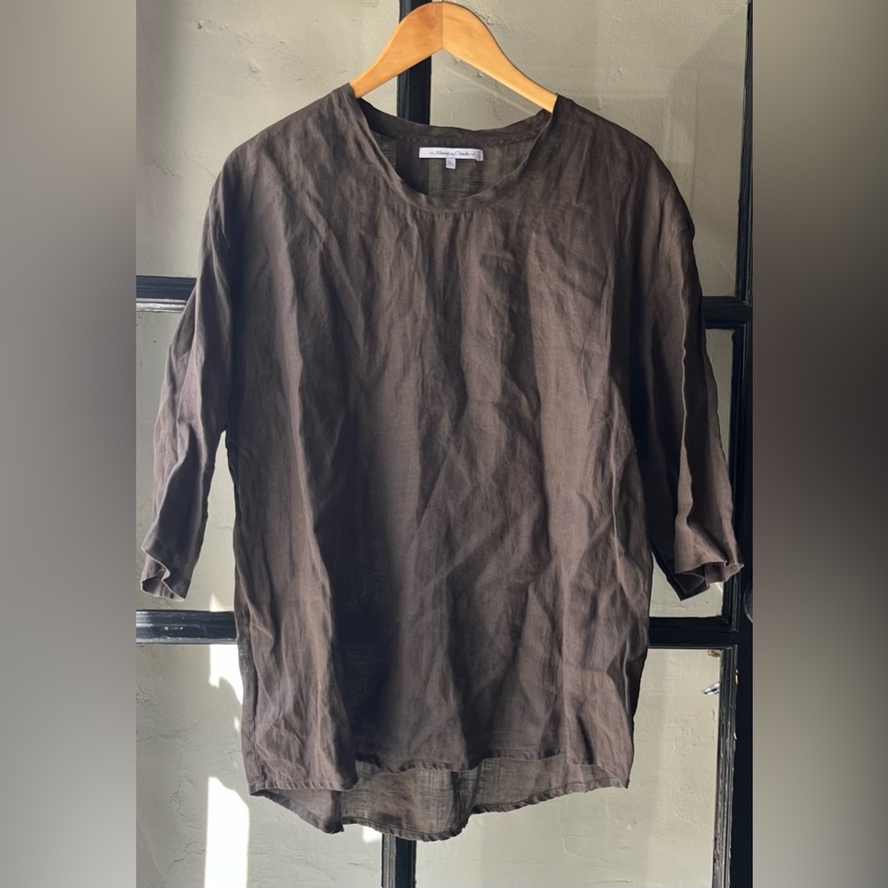 Beautiful Chocolate Brown Above The Clouds Linen Top